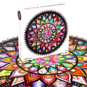 Puzzle-Geometric Colorful Mandala-1000 Pieces Creative Geometric Round Mosaic